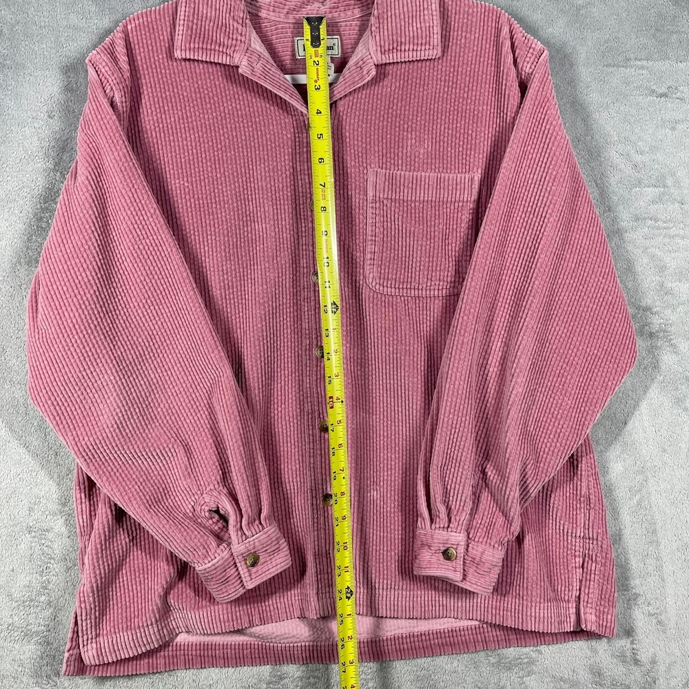 L.L. Bean Corduroy Shirt Women Large Pink Long Sleeve Cotton Button Down - Picture 6 of 10